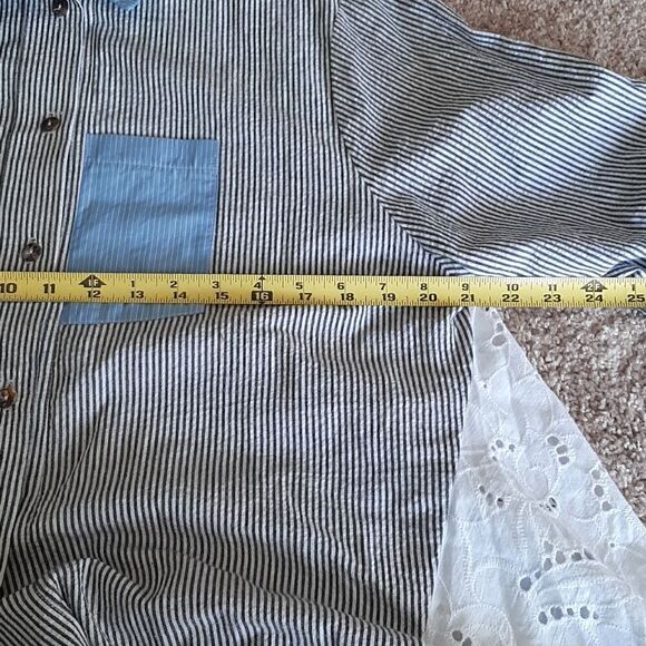 Vitamin grey, white, and blue stripped swing shirt - Picture 6 of 10